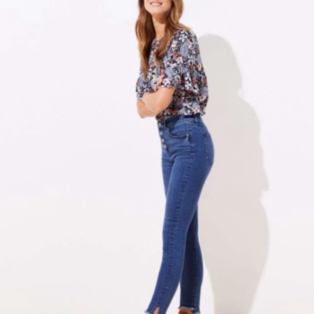 Loft high waisted button fly slim jeans